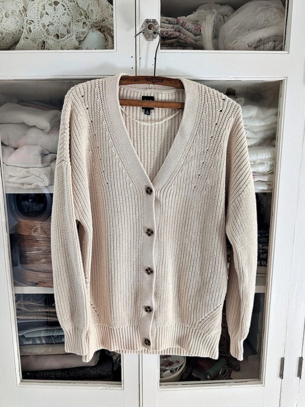 Gap Shaker-Stitch Boyfriend Cardigan SM-Tall
